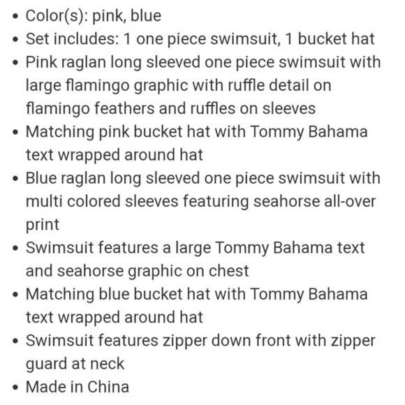 🛑 2 / $40 Sale!Tommy Bahama Infant 2-piece Swim Set UPF50+ / Pink Flamingo NWT - Picture 8 of 9